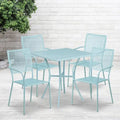 28 Square Indoor-Outdoor Steel Patio Table Set with 4 Square Back Chairs