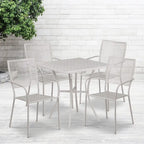 28 Square Indoor-Outdoor Steel Patio Table Set with 4 Square Back Chairs