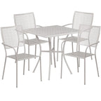 28 Square Indoor-Outdoor Steel Patio Table Set with 4 Square Back Chairs