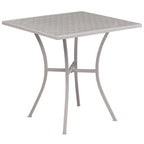 28 Square Indoor-Outdoor Steel Patio Table Set with 4 Square Back Chairs