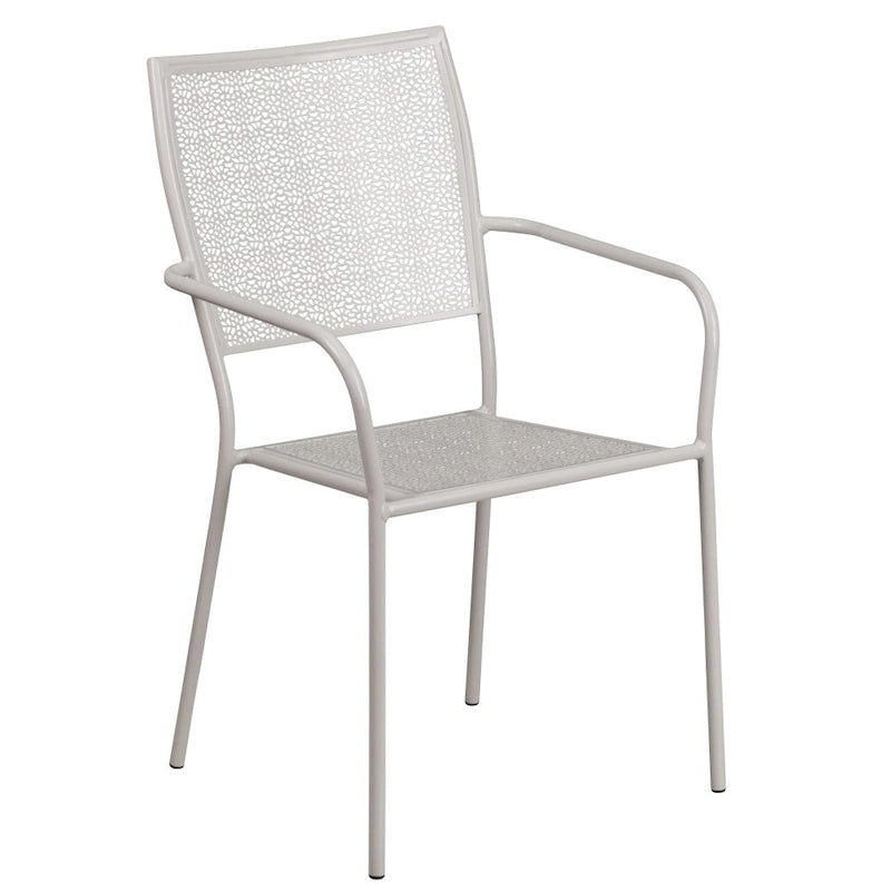 28 Square Indoor-Outdoor Steel Patio Table Set with 4 Square Back Chairs