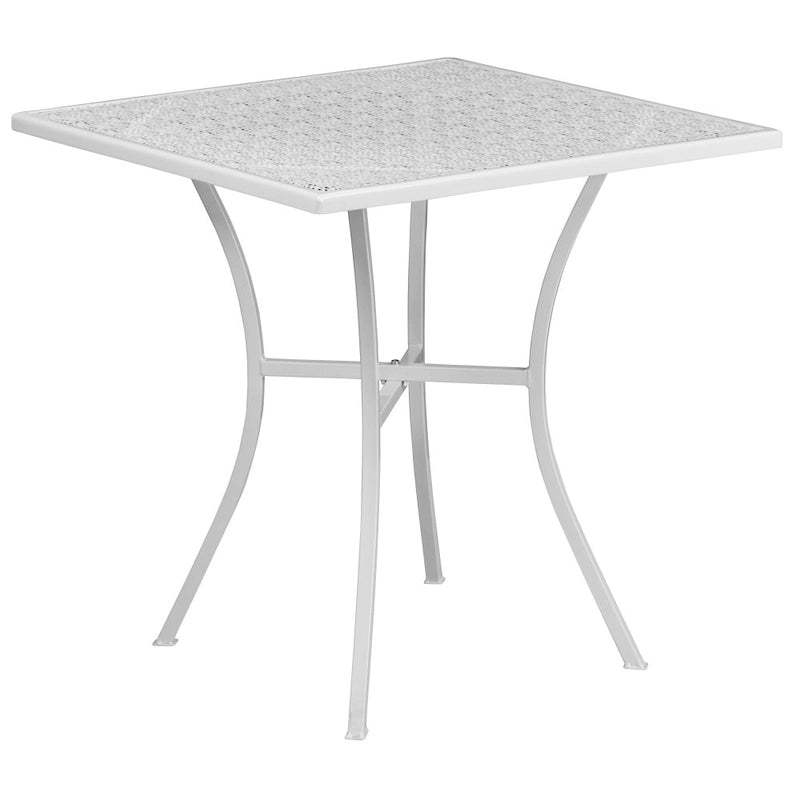 28 Square Indoor-Outdoor Steel Patio Table Set with 4 Square Back Chairs