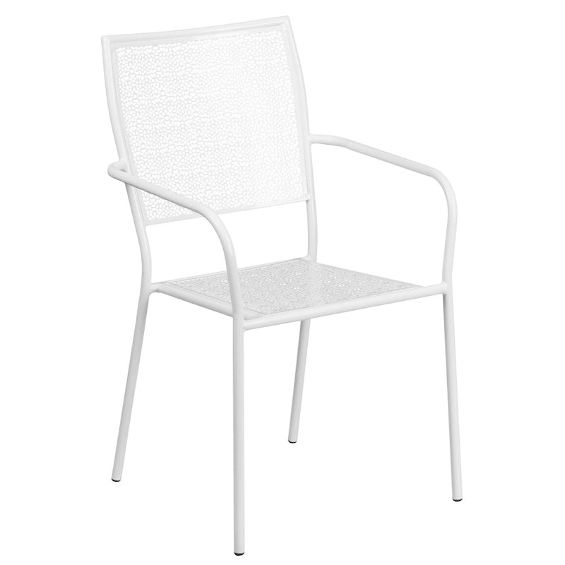 28 Square Indoor-Outdoor Steel Patio Table Set with 4 Square Back Chairs