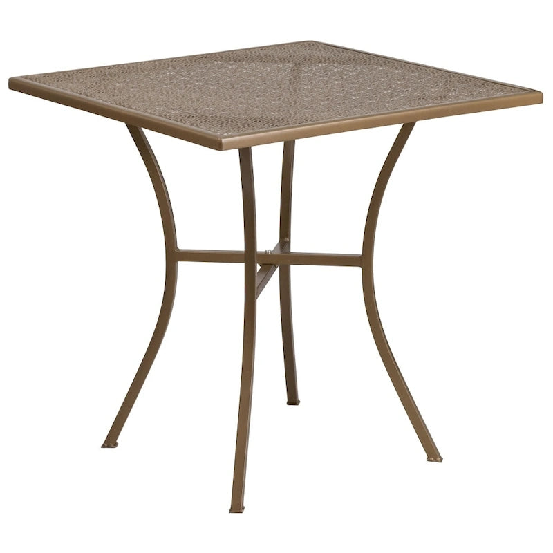 28 Square Indoor-Outdoor Steel Patio Table Set with 4 Square Back Chairs