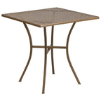28 Square Indoor-Outdoor Steel Patio Table Set with 4 Square Back Chairs
