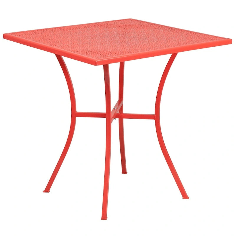28 Square Indoor-Outdoor Steel Patio Table Set with 4 Square Back Chairs