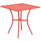28 Square Indoor-Outdoor Steel Patio Table Set with 4 Square Back Chairs