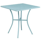 28 Square Indoor-Outdoor Steel Patio Table Set with 4 Square Back Chairs