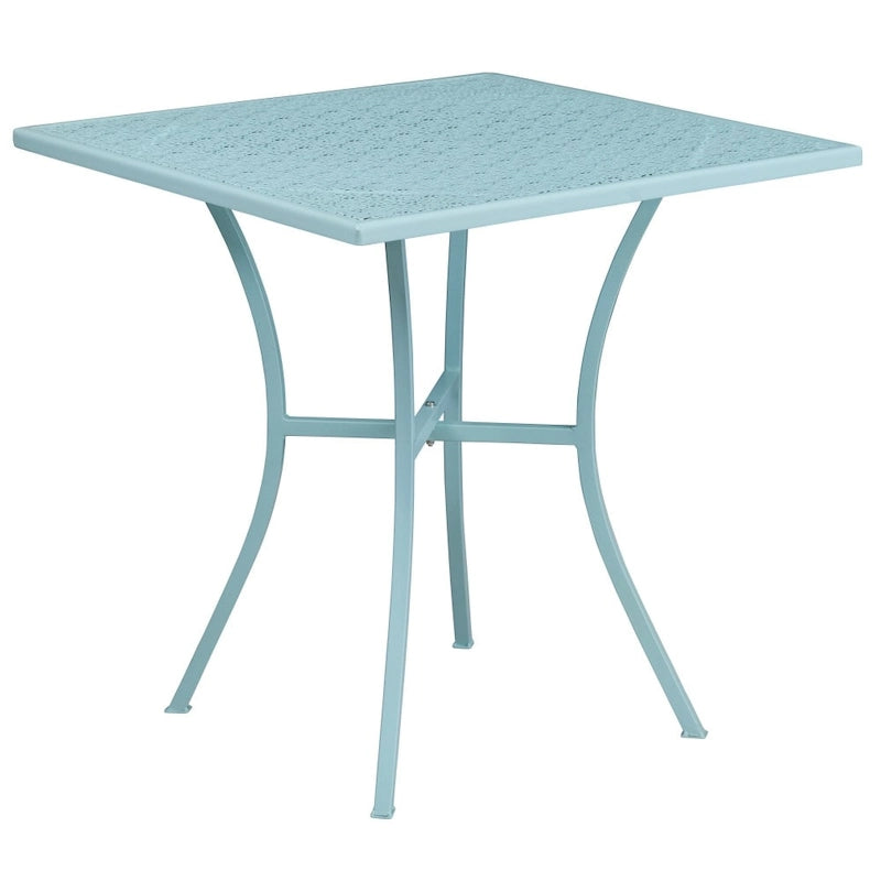 28 Square Indoor-Outdoor Steel Patio Table Set with 4 Square Back Chairs