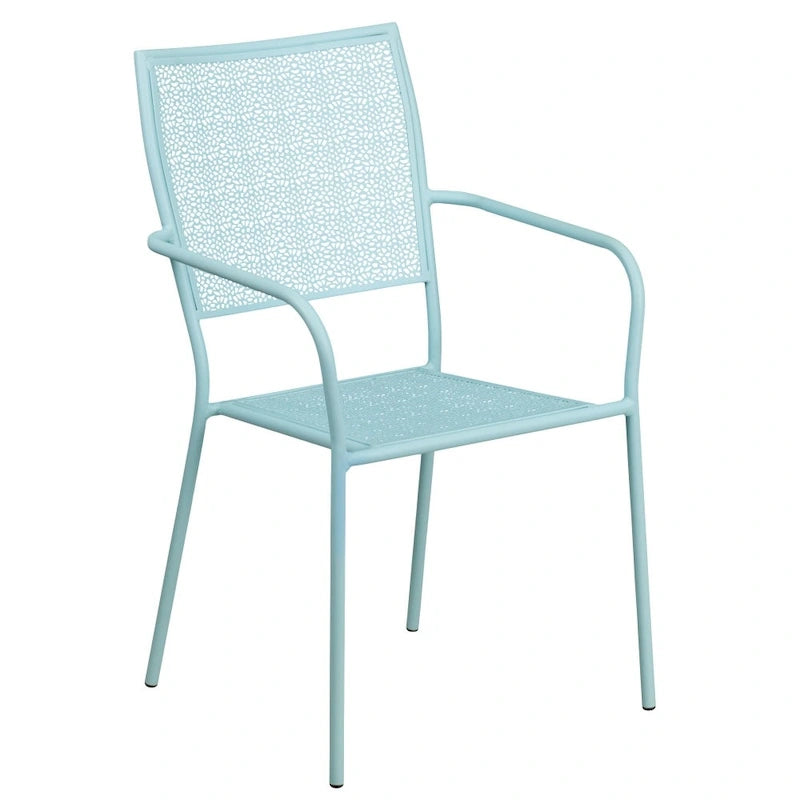 28 Square Indoor-Outdoor Steel Patio Table Set with 4 Square Back Chairs