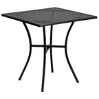28 Square Indoor-Outdoor Steel Patio Table Set with 4 Square Back Chairs