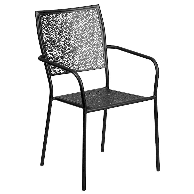 28 Square Indoor-Outdoor Steel Patio Table Set with 4 Square Back Chairs