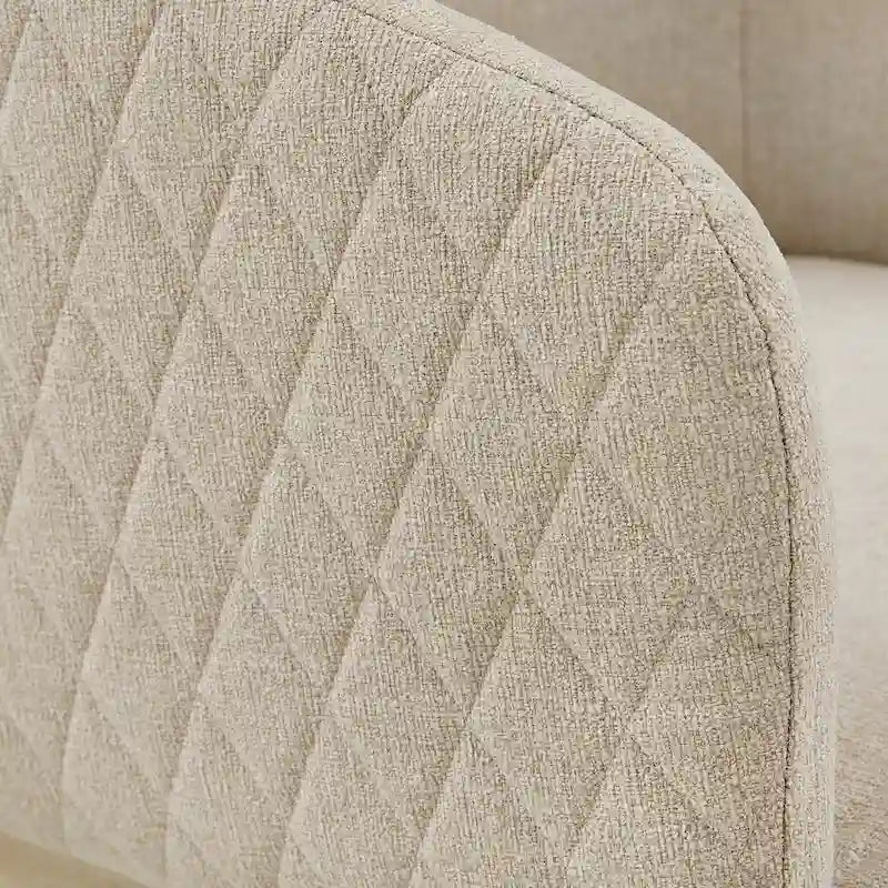 Upholstered Dining Chair with Diamond Pattern Back – Beige, Single