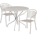 35-inch Round Steel 3-piece Patio Table Set with Round Back Chairs