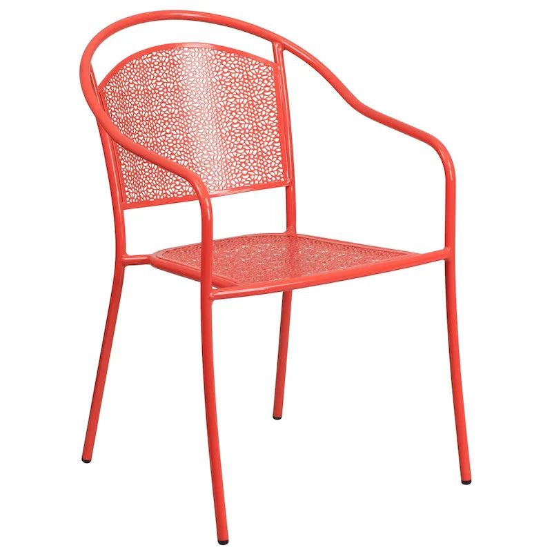 35-inch Round Steel 3-piece Patio Table Set with Round Back Chairs