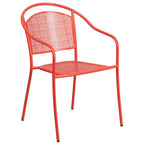 35-inch Round Steel 3-piece Patio Table Set with Round Back Chairs