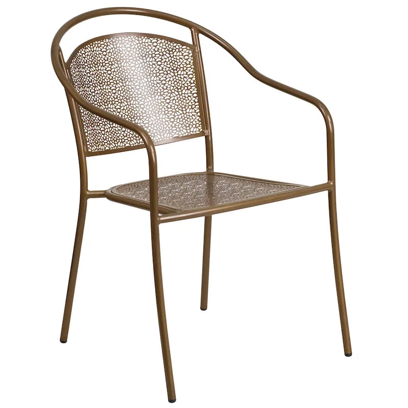 35-inch Round Steel 3-piece Patio Table Set with Round Back Chairs