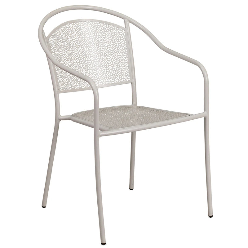 35-inch Round Steel 3-piece Patio Table Set with Round Back Chairs
