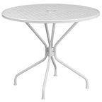 35-inch Round Steel 3-piece Patio Table Set with Round Back Chairs