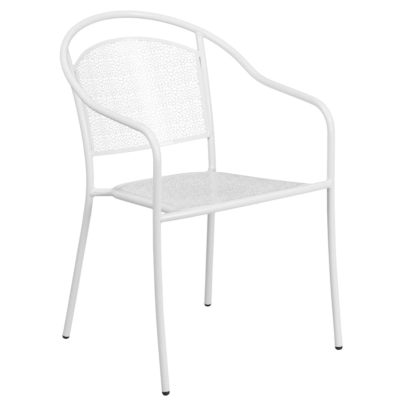 35-inch Round Steel 3-piece Patio Table Set with Round Back Chairs