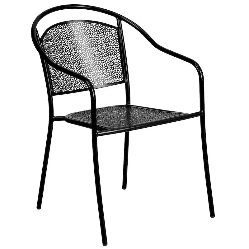 35-inch Round Steel 3-piece Patio Table Set with Round Back Chairs