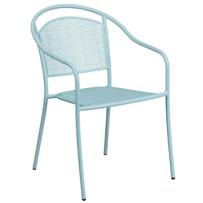 35-inch Round Steel 3-piece Patio Table Set with Round Back Chairs
