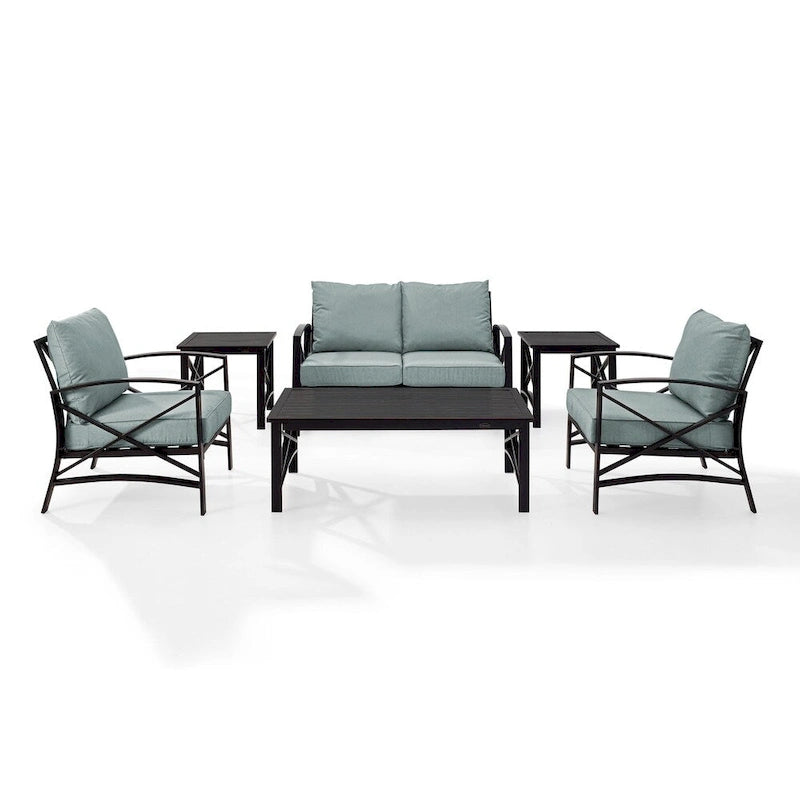 Crosley Kaplan 6 Pc Outdoor Loveseat Patio Furniture Set - 164W x 65.5D x 36.5H