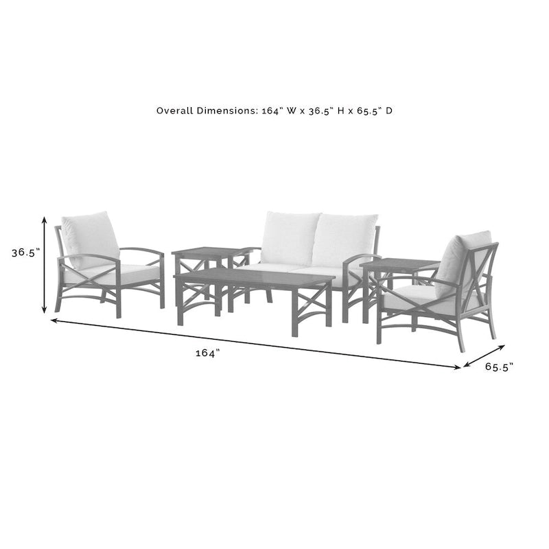 Crosley Kaplan 6 Pc Outdoor Loveseat Patio Furniture Set - 164W x 65.5D x 36.5H