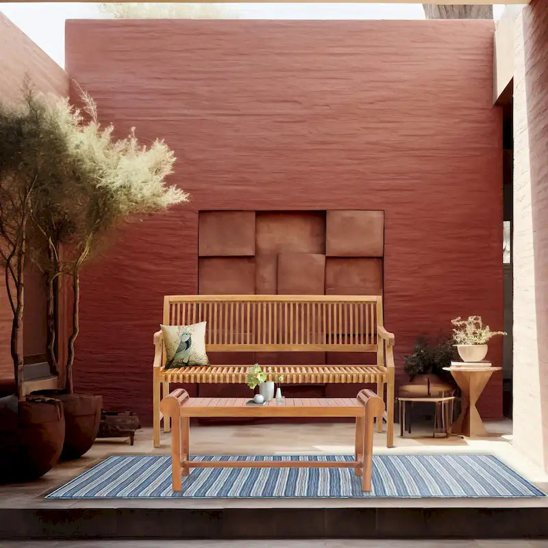 Chic Teak Castle Outdoor Teak Wood Patio & Garden Bench with Arms, 5 foot