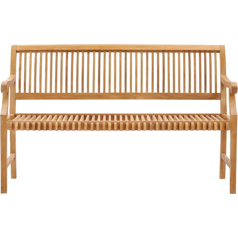 Chic Teak Castle Outdoor Teak Wood Patio & Garden Bench with Arms, 5 foot
