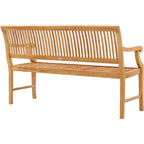 Chic Teak Castle Outdoor Teak Wood Patio & Garden Bench with Arms, 5 foot
