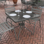 31.5 Square Tempered Glass Metal Table with Smooth Ripple Design Top