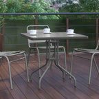 31.5 Square Tempered Glass Metal Table with Smooth Ripple Design Top