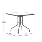 31.5 Square Tempered Glass Metal Table with Smooth Ripple Design Top