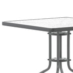 31.5 Square Tempered Glass Metal Table with Smooth Ripple Design Top
