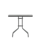 31.5 Square Tempered Glass Metal Table with Smooth Ripple Design Top