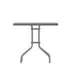 31.5 Square Tempered Glass Metal Table with Smooth Ripple Design Top