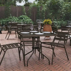 31.5 Square Tempered Glass Metal Table with Smooth Ripple Design Top