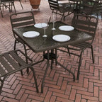 31.5 Square Tempered Glass Metal Table with Smooth Ripple Design Top