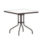 31.5 Square Tempered Glass Metal Table with Smooth Ripple Design Top