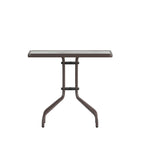 31.5 Square Tempered Glass Metal Table with Smooth Ripple Design Top