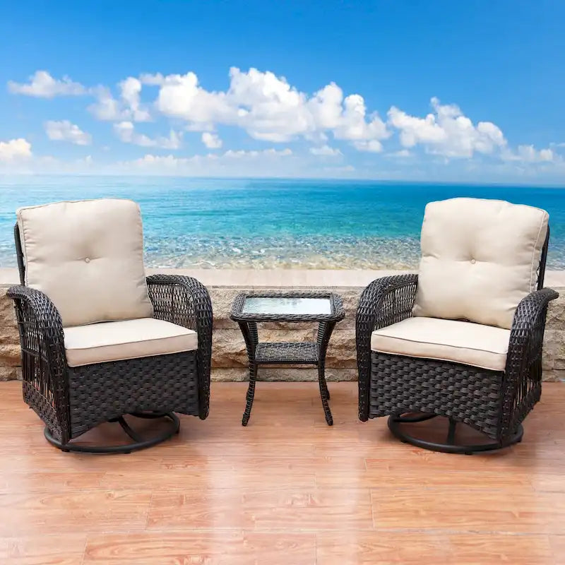 Scammon Bay 3-piece Wicker Swivel Conversation Set by Havenside Home