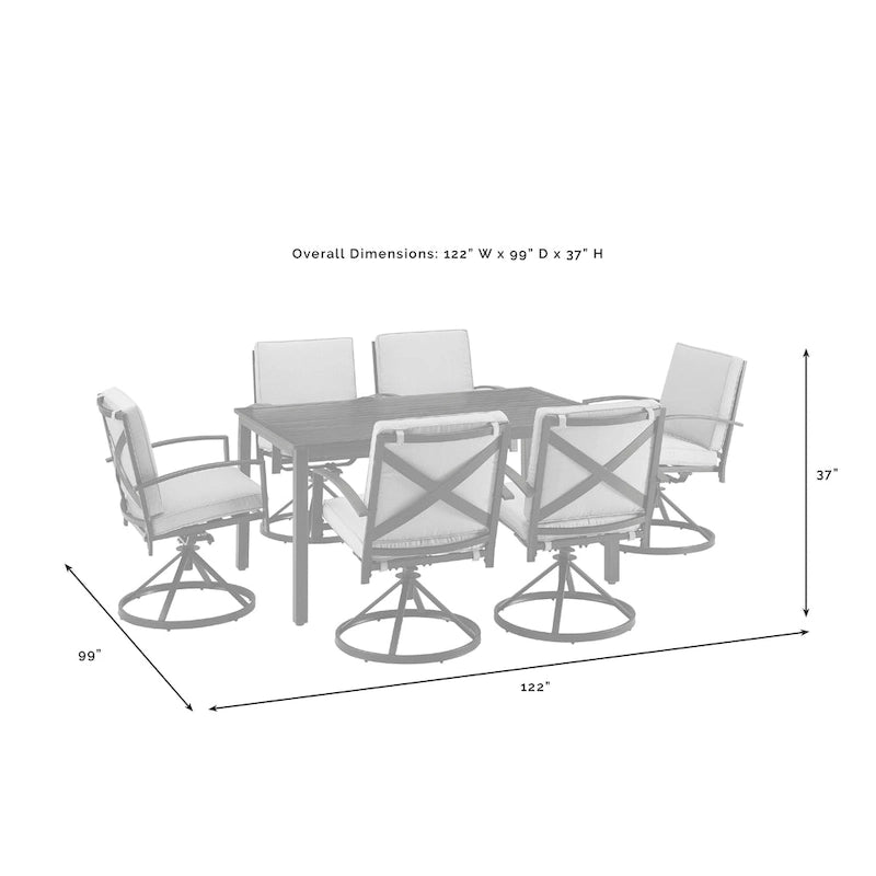 Crosley Kaplan 7Pc Outdoor Dining Set - 122W x 99D x 37H