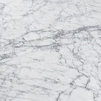 Square Marble Top Coffee Table with Elm Wood Legs – White & Walnut, Mid-Century Modern Style