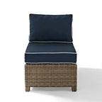 Crosley Bradenton Outdoor Wicker Sectional Center Chair with Navy Cushions - 25 W x 31.5 D x 32.5 H