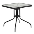 Square Tempered Glass Indoor/Outdoor Bistro Table with Rattan Edging - 28W x 28D x 28H