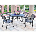 Crosley Sedona 46 Five Piece Cast Aluminum Outdoor Dining Set with Arm Chairs in Black Finish - N/A