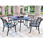 Crosley Sedona 46 Five Piece Cast Aluminum Outdoor Dining Set with Arm Chairs in Black Finish - N/A