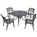 Crosley Sedona 46 Five Piece Cast Aluminum Outdoor Dining Set with Arm Chairs in Black Finish - N/A