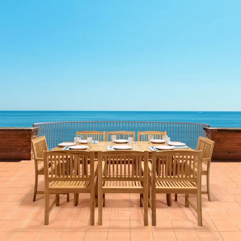 Santorini Grade A Teak 9pc Patio Dining Set